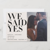 WIR SAGTEN JA | Schwarz + Schwarz 2 Foto Hochzeit Einladung (Vorderseite)