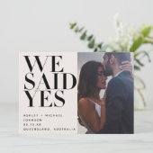 WIR SAGTEN JA | Schwarz + Schwarz 2 Foto Hochzeit Einladung (Stehend Vorderseite)