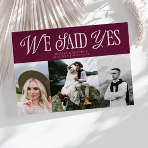 Wir sagten ja Vintage Wedding Multi Foto Cranberry Ankündigung