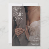 Wir sagten ja, White Overlay Empfang nur 2 Foto Einladung (Vorderseite)