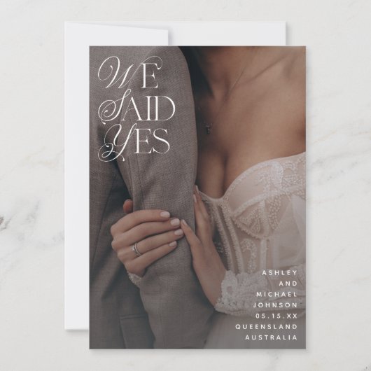 Wir sagten ja, White Overlay Empfang nur 2 Foto Einladung (Vorderseite)