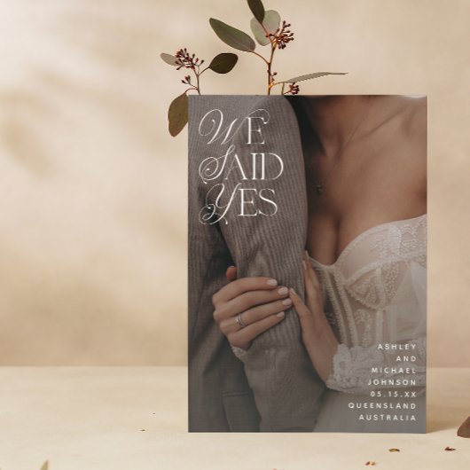 Wir sagten ja, White Overlay Empfang nur 2 Foto Einladung