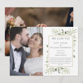 Wir sagten Yes Greenery Foto Hochzeitsankündigung Einladung (Vorne/Hinten)