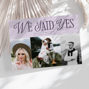 Wir sagten Yes Vintage Wedding Multi Foto Lila Ankündigung