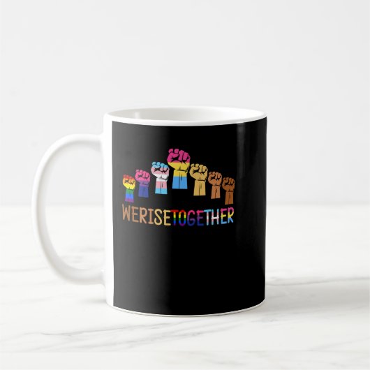 Wir sammeln schwarzen Stolz BLM LGBT aufgehäuft Kaffeetasse (Links)