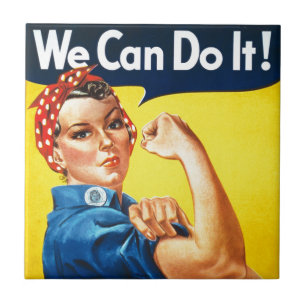 Wir schaffen das! - Rosie the Riveter Vintage Icon Fliese
