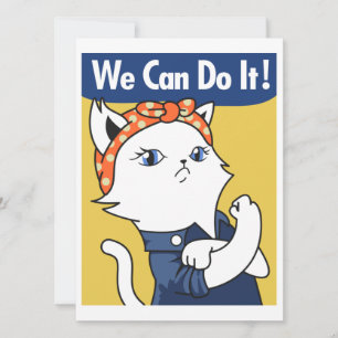 Wir schaffen das! Weiße Katze Rosie the Riveter