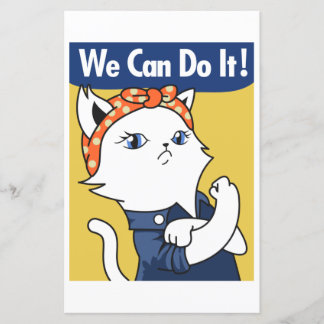 Wir schaffen das! Weiße Katze Rosie the Riveter