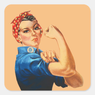 Wir schaffen es Rosie die Nieterin Frauenpower Quadratischer Aufkleber