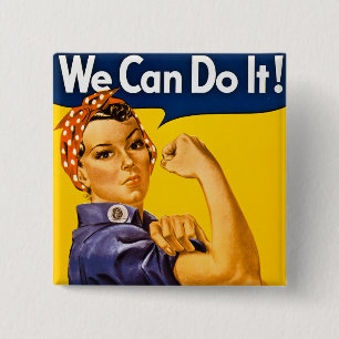 Wir schaffen es! Rosie die Nieterin Vintage WW2 Button