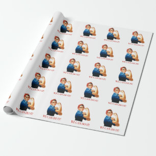 Wir schaffen es Rosie Riveter Frauenpower WWII Geschenkpapier