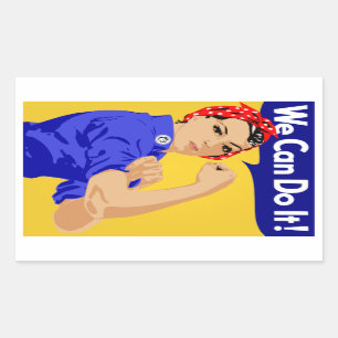 Wir schaffen es! Rosie The Riveter WWII Poster Rechteckiger Aufkleber