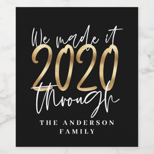 Wir schafften es 2020 durch den schwarzen Goldenur Weinetikett (Einzelnes Label)