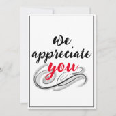 Wir schätzen die Bewertung von Skriptrollen Dankeskarte (Vorderseite)