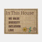Wir schätzen die Liebe dieses Hauses Burlap willko Fußmatte (Vorderseite)