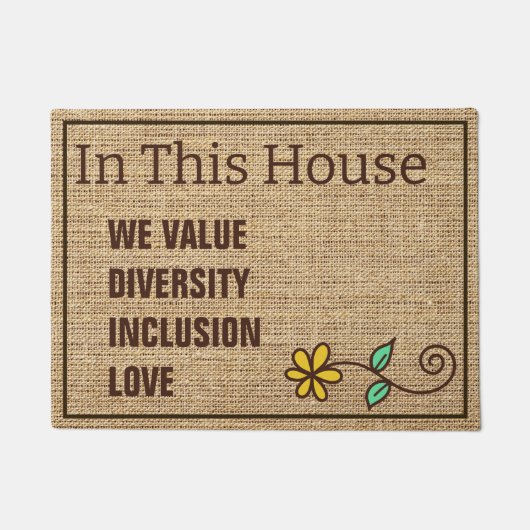 Wir schätzen die Liebe dieses Hauses Burlap willko Fußmatte (Vorderseite)