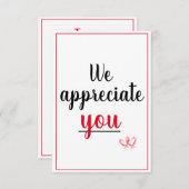 Wir schätzen Sie herzlich auf Gesture Hearts Dankeskarte (Vorne/Hinten)