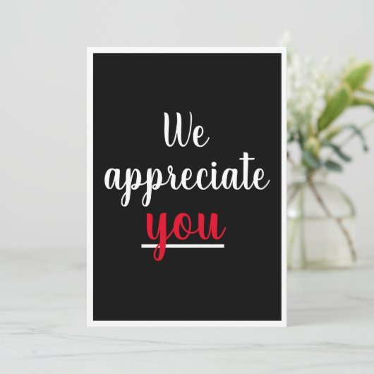 Wir schätzen Sie nette Geste Danke Black (Stehend Vorderseite)
