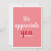 Wir schätzen Sie nette Geste Danke Pink (Vorderseite)