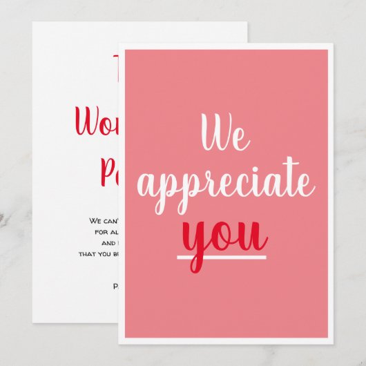 Wir schätzen Sie nette Geste Danke Pink (Vorne/Hinten)
