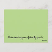 Wir schicken Ihnen eine freundschaftliche Quackkar Postkarte (Rückseite)