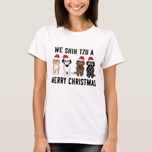 Wir schicken Tzu einen fröhlichen Weihnachtshund T-Shirt (Vorderseite)