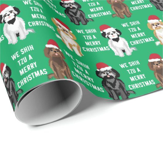 Wir schih Tsu ein frohes Weihnachtsfest Geschenkpapier (Rolleneckpunkt)