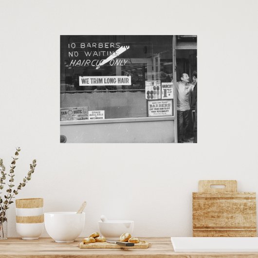 Wir schneiden lange Haare Poster (Küche)