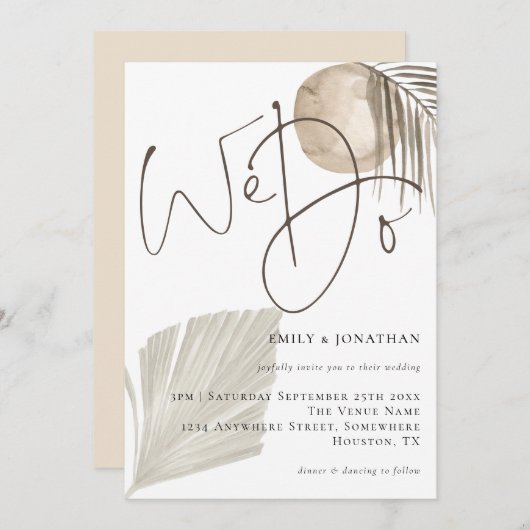 Wir schreiben Boho Pampas Grass Wedding Einladung (Vorne/Hinten)