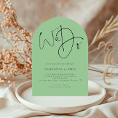 Wir schreiben QR Code Celadon Green Wedding Arch Einladung