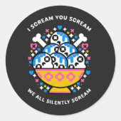 wir schreien alle still runder aufkleber (Vorderseite)