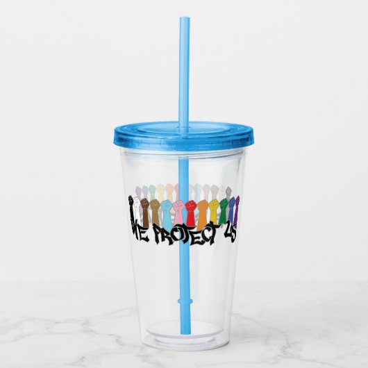Wir schützen uns acryltrinkbecher (Vorderseite)