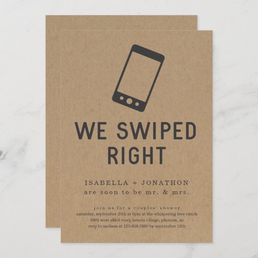 Wir schwammen die Verlobung des rechten Polteraben Einladung (Vorne/Hinten)