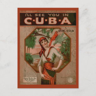 Wir sehen uns in Kuba, Retro-Notenheftcover Postkarte