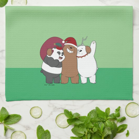 Wir seltene Bären - Grüße der Saison Geschirrtuch (Gefaltet)