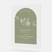 Wir setzen Grün-Script-Moderne Hochzeit Willkommen Acrylschild (Winkel)