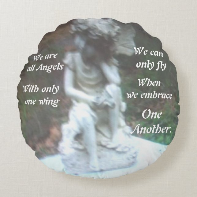WIR SIND ALLE ANGELS RUNKKissen Rundes Kissen (Vorderseite)