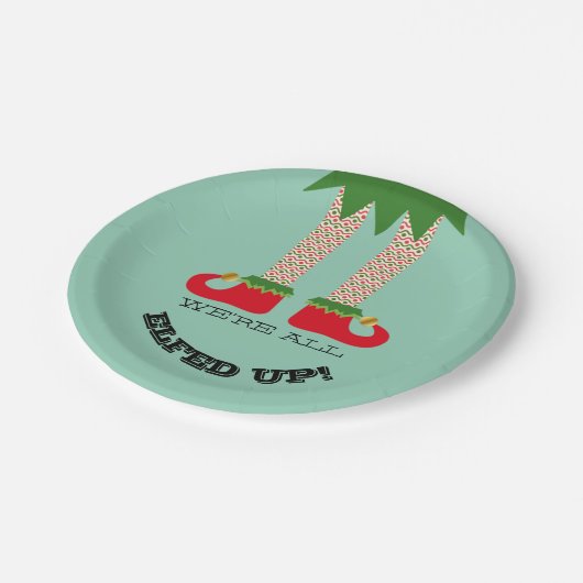 Wir sind alle erschöpft! Weihnachtsfeier Pappteller (Schrägansicht)