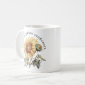 Wir sind alle goldene Sonnenblumen im Inneren Kaffeetasse (Vorderseite Links)