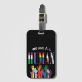Wir sind alle menschliche farbenfrohe Hände Gepäckanhänger (Vorderseite Vertikal)