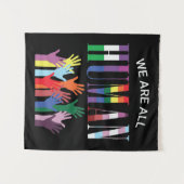 Wir sind alle menschliche farbenfrohe Hände Wandteppich (Vorderseite (Horizontal))