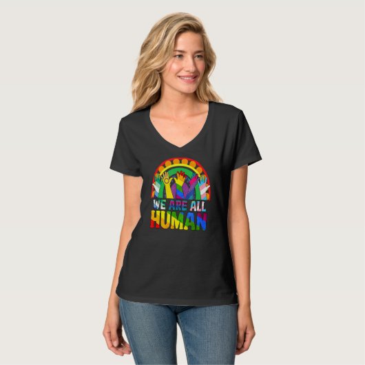Wir sind alle menschlicher Stolz Allily Rainbow Lg T-Shirt (Vorderseite Vollansicht)