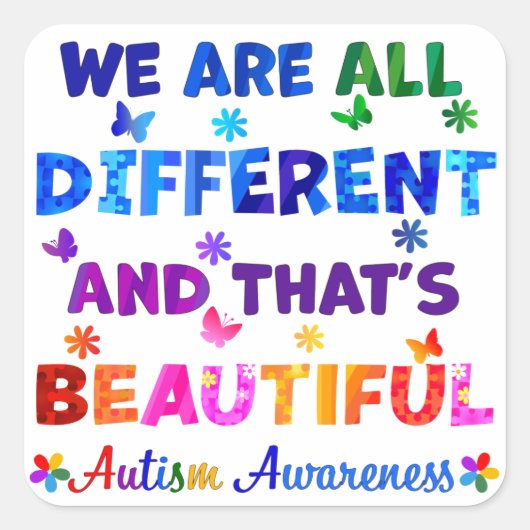 Wir sind alle verschieden quadratischer aufkleber (Vorderseite)