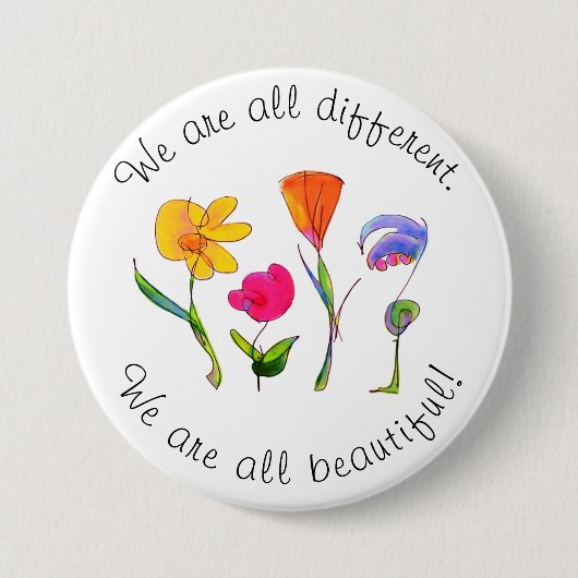 Wir sind alle verschieden und schön Diversity Flor Button (Vorderseite)