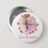 Wir sind alle wunderbar – Florale Wasserfarben-Fra Button (Vorne & Hinten)