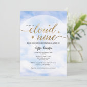 Wir sind auf Cloud 9 Baby Dusche Geschlecht Neutra Einladung (Stehend Vorderseite)