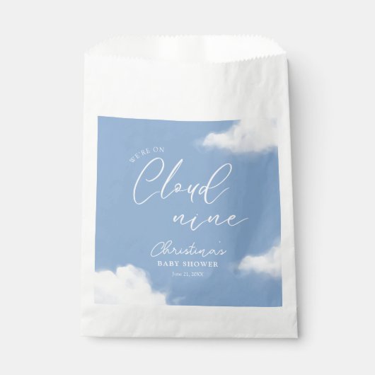 Wir sind auf Cloud 9 Baby Shower Blue Geschenktütchen (Vorderseite)