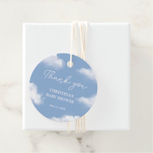 Wir sind auf Cloud 9 Baby Shower Vielen Dank Geschenkanhänger (Beispiel)