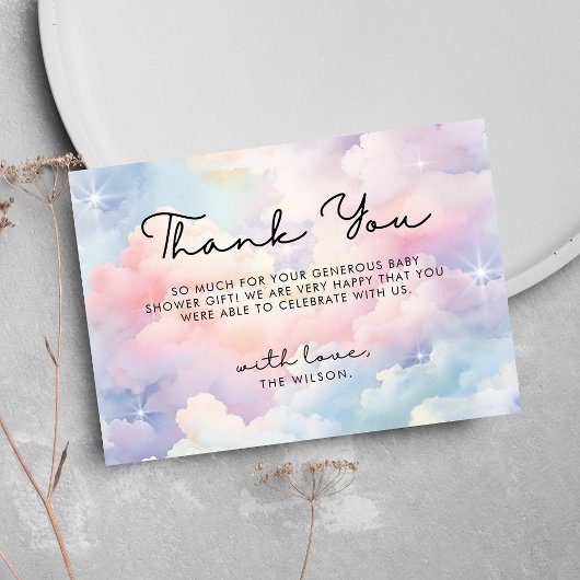 Wir sind auf Cloud 9 Babydusche Dankeskarte