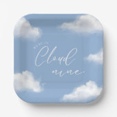Wir sind auf Cloud 9 Blue Baby Shower Personalisie Pappteller (Vorderseite)